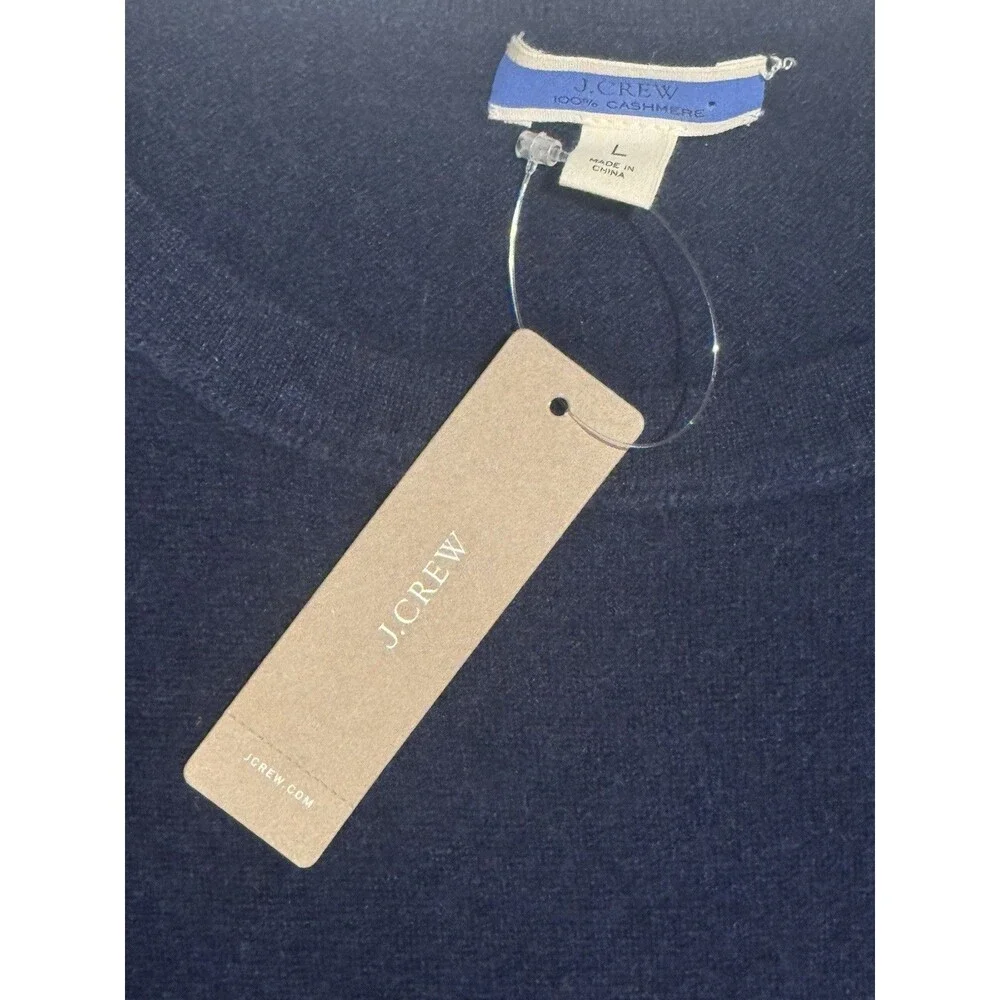 NWT J.Crew Short-sleeve Cashmere Relaxed T-shirt in Navy Blue Sweater LG
